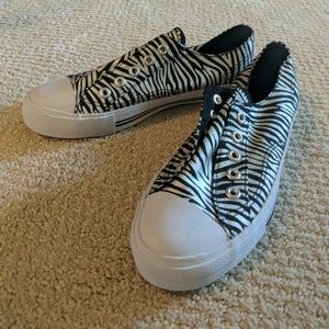 Zebra Print Laceless Sneakers